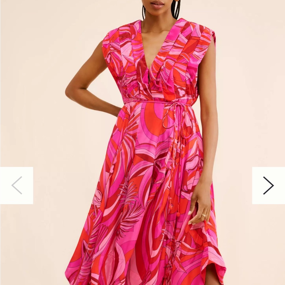 FARM Rio Pink and Red Backless Dress